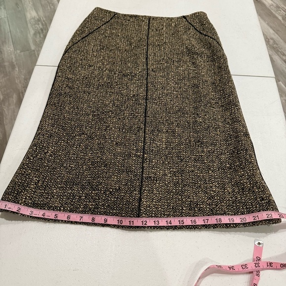 Talbots Wool Blend Skirt A-line Tweed Piping Black & Tan Midi Women’s Size 8 - Picture 6 of 12